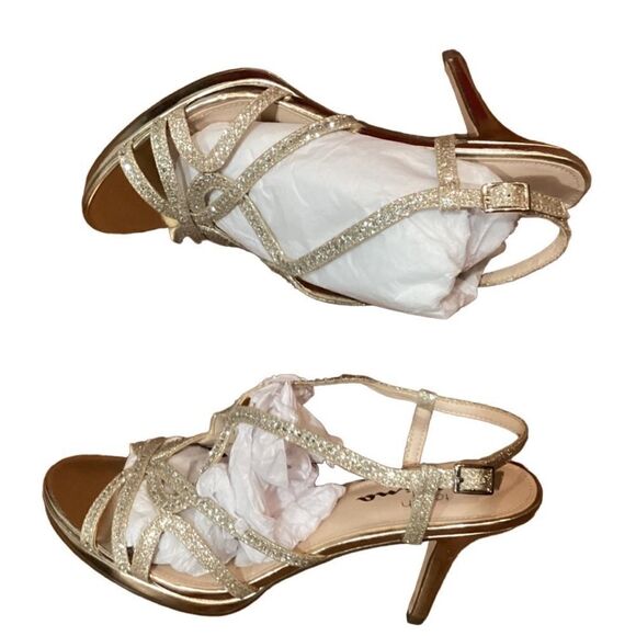 Touch of Nina Vionna Metallic Gold Sparkle Party Sandal Heels 8.5 - Picture 6 of 15